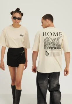 Bestsellers 19 YOURTURN Rome Tee Unisex - T-Shirt Print - Mottled Light Brown