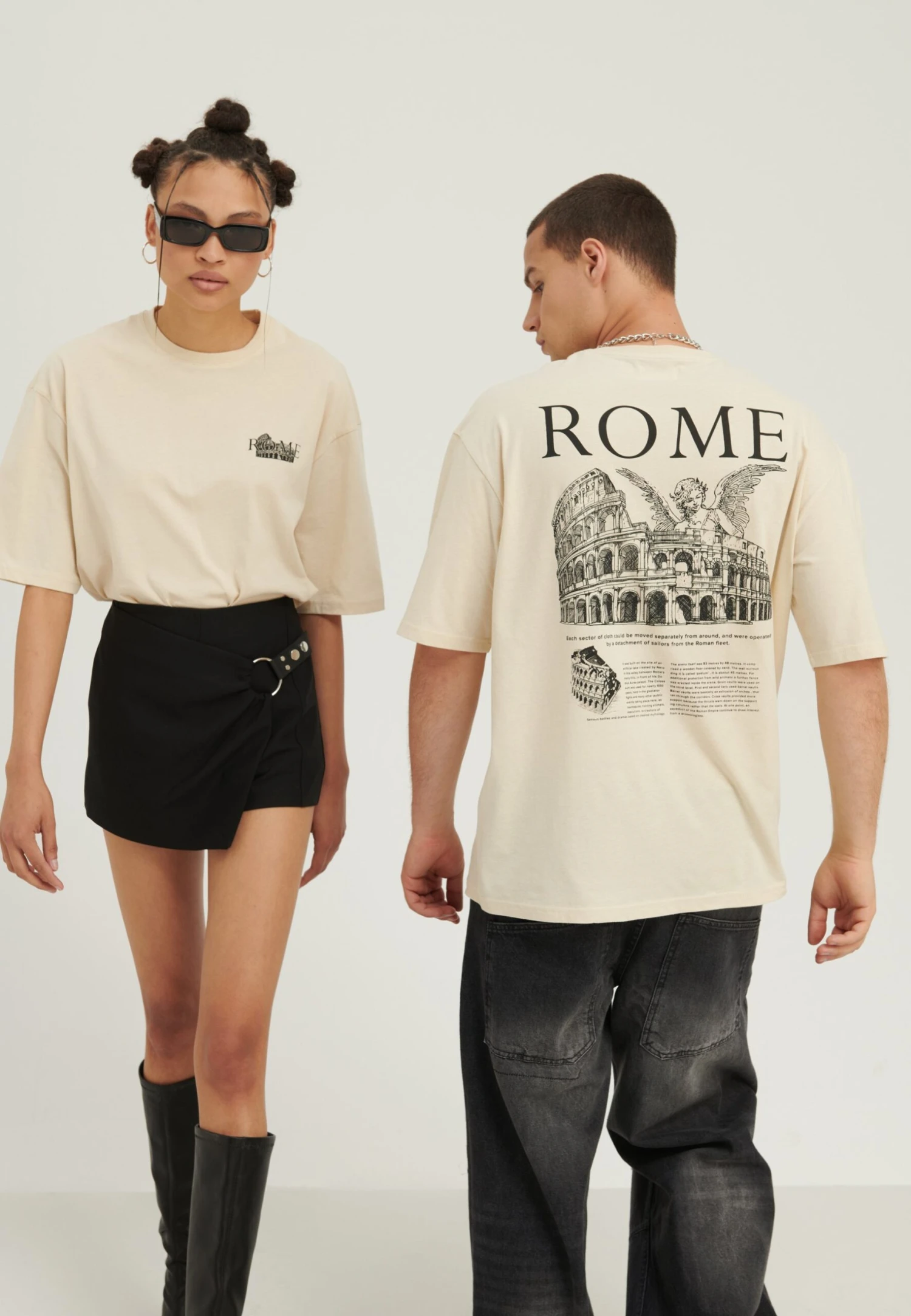 YOURTURN Rome Tee Unisex - T-Shirt Print - Mottled Light Brown 1 YOURTURN Rome Tee Unisex - T-Shirt Print - Mottled Light Brown