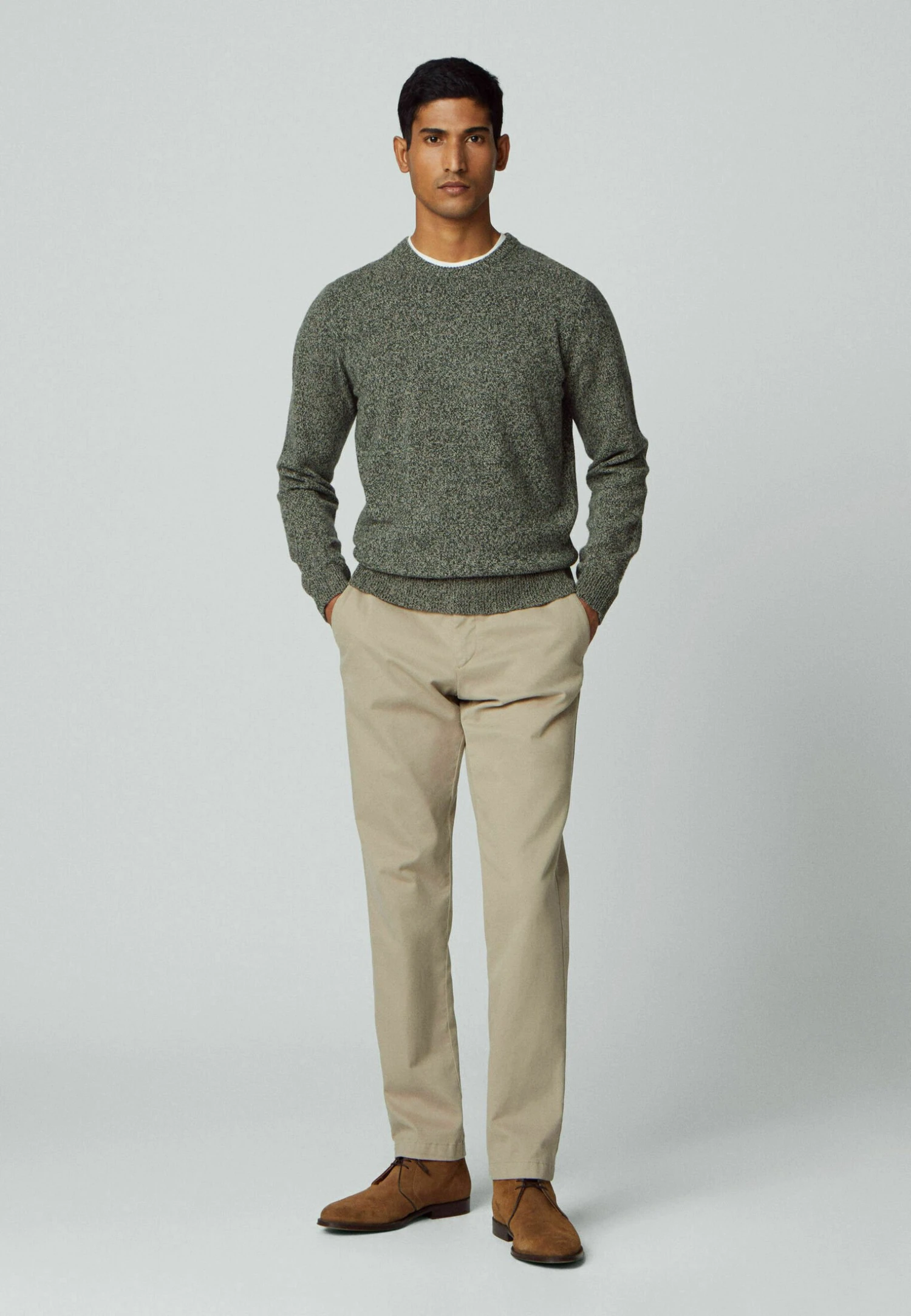 Hackett London Lw Mouline Crew - Trui - Green Taupe 2 Hackett London Lw Mouline Crew - Trui - Green Taupe - Afbeelding 2