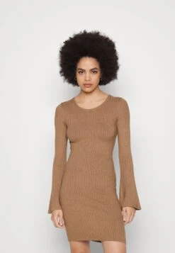 Mode Kleding Winkel 17 Even&Odd Knit Loose Fit Flared Sleeves Dress - Gebreide Jurk - Camel