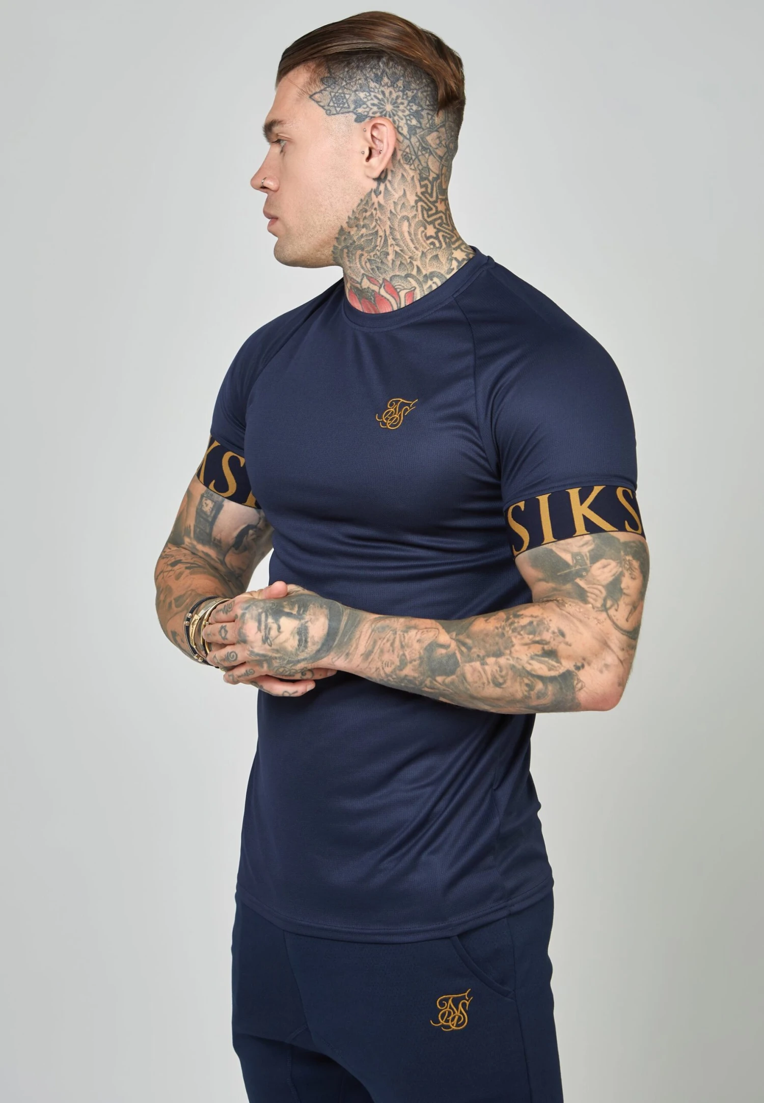 SikSilk Short Sleeve Dynamic Tech - T-Shirt Print - Navy 5 SikSilk Short Sleeve Dynamic Tech - T-Shirt Print - Navy - Afbeelding 5