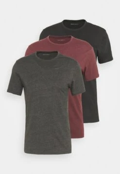 Pier One 3 Pack - T-Shirt Basic - Black/Mottled Dark Grey/Bordeaux -Mode Kleding Winkel 3a3d359b577841e6a576172d8b53126f