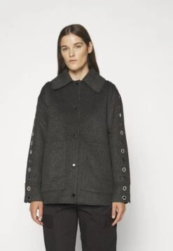 Sandro Oversize Double Face Coat With Eyelet - Halflange Jas - Gris Foncé -Mode Kleding Winkel 70081d47288d4c67b74fa81512952017