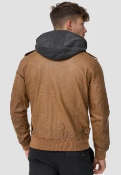 Indicode Jeans Aaron - Imitatieleren Jas - Brown -Mode Kleding Winkel 7aaca6c1f2724fe19e983df7a8984ef6