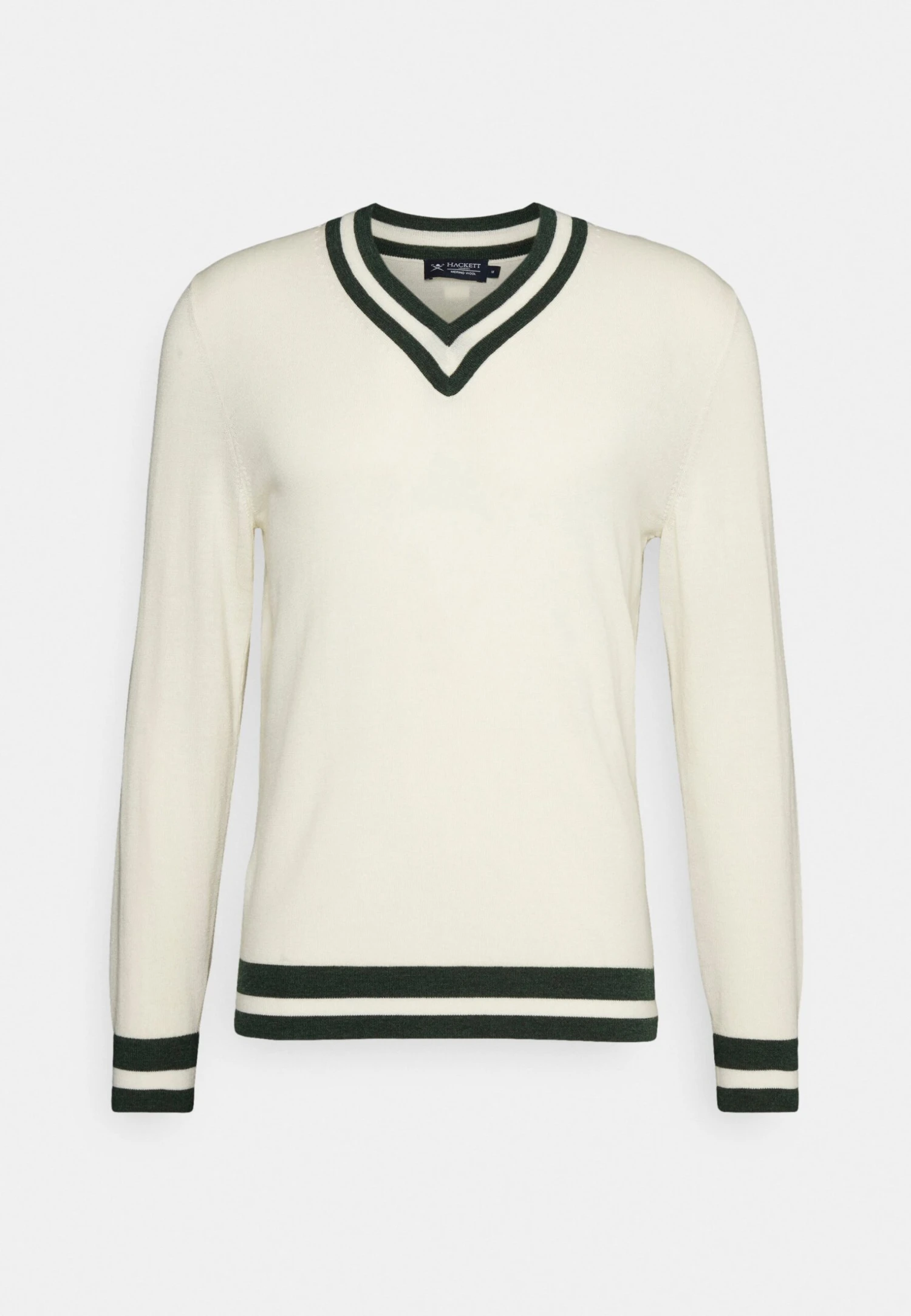 Hackett London Contrast Trim V Neck - Vest - Ecru/Green 4 Hackett London Contrast Trim V Neck - Vest - Ecru/Green - Afbeelding 4