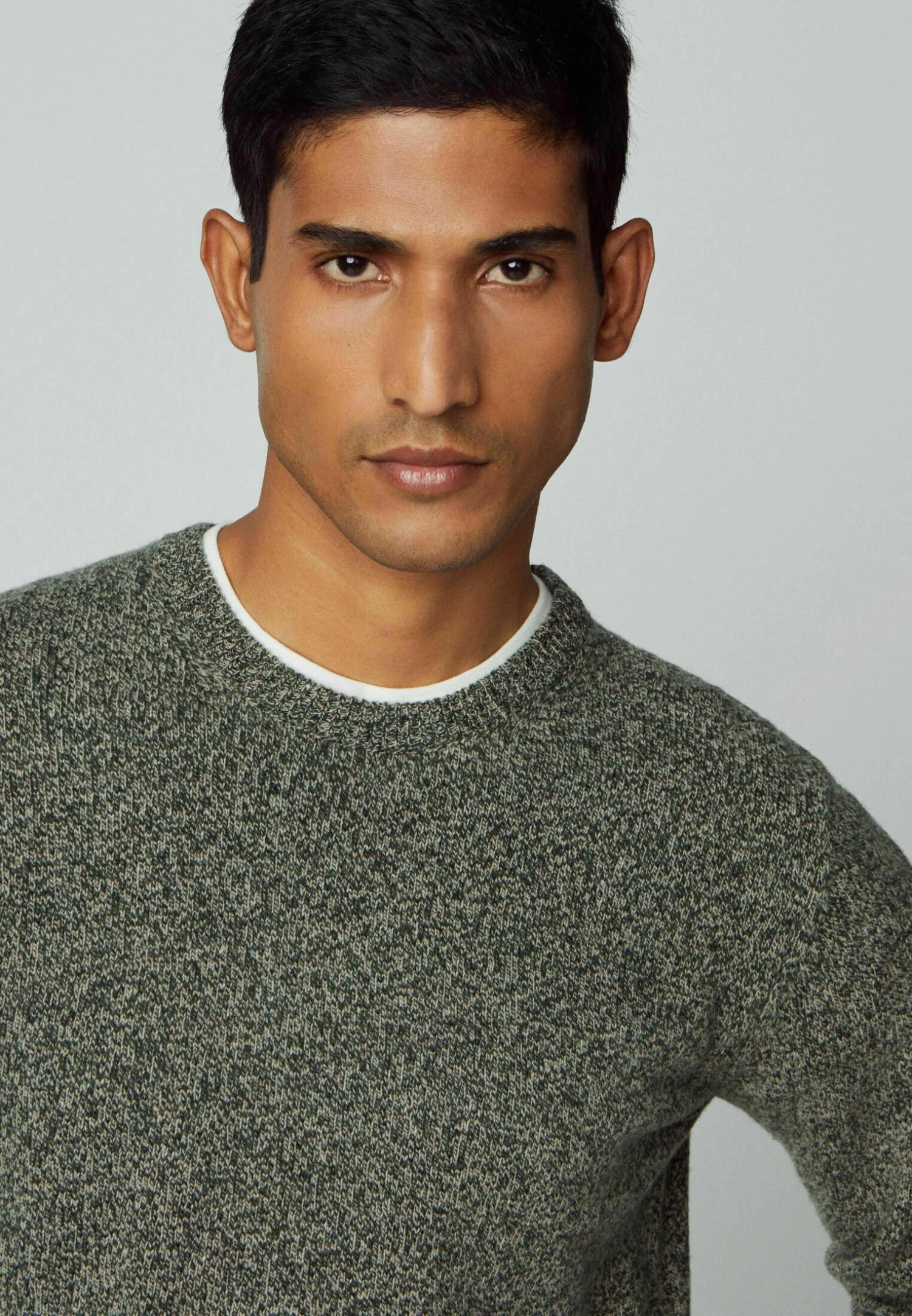 Hackett London Lw Mouline Crew - Trui - Green Taupe 4 Hackett London Lw Mouline Crew - Trui - Green Taupe - Afbeelding 4