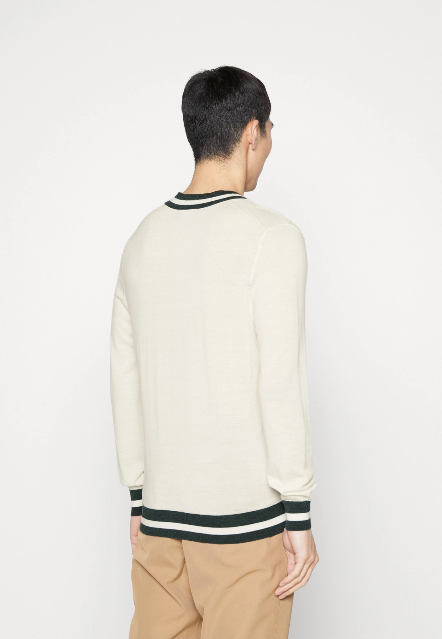 Hackett London Contrast Trim V Neck - Vest - Ecru/Green 3 Hackett London Contrast Trim V Neck - Vest - Ecru/Green - Afbeelding 3