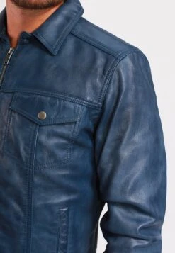 Lee Cooper Leren Jas - Vintage Blue -Mode Kleding Winkel c4f0719ae49d45918bf4fef41f574f88