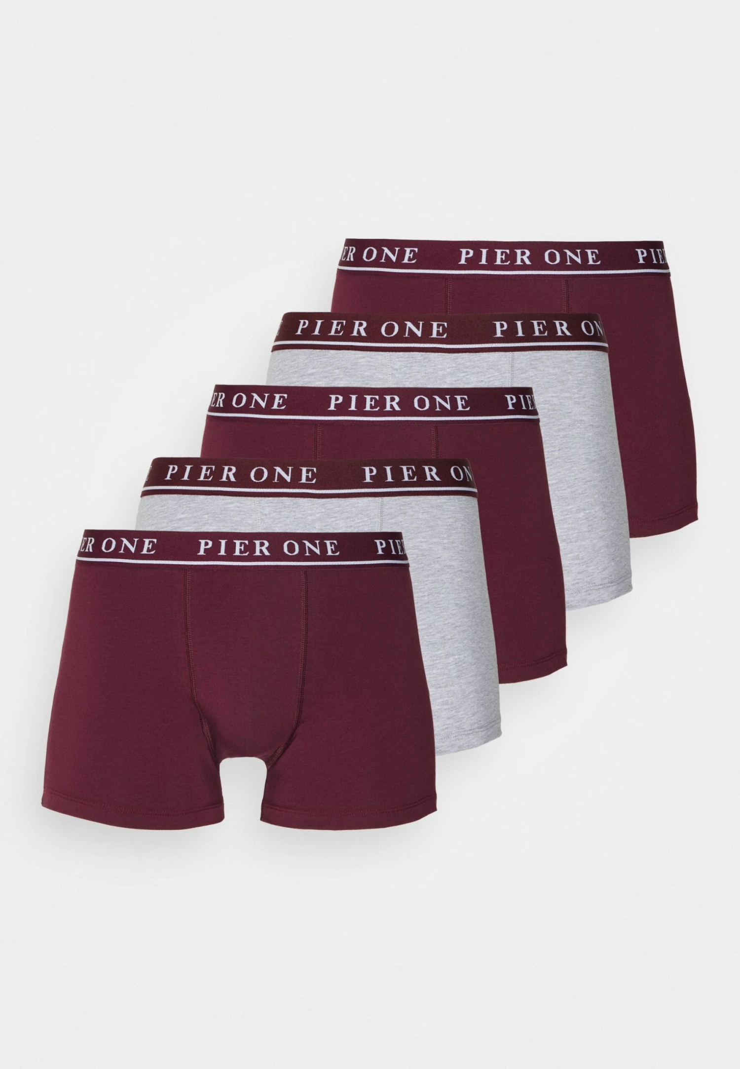 Pier One 5 Pack - Onderbroeken - Bordeaux/Mottled Grey 1 Pier One 5 Pack - Onderbroeken - Bordeaux/Mottled Grey
