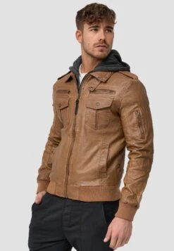 Indicode Jeans Aaron - Imitatieleren Jas - Brown -Mode Kleding Winkel d37759c3415640dfb8f7e109a3c8bfb3