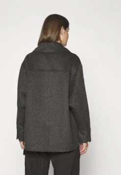 Sandro Oversize Double Face Coat With Eyelet - Halflange Jas - Gris Foncé -Mode Kleding Winkel d8624e8f782446959d317fa3838013ec