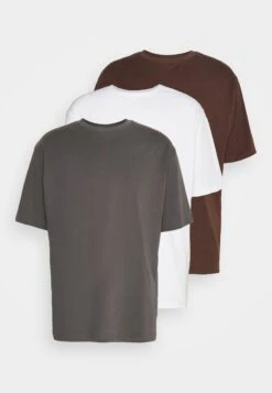 YOURTURN 3Pack Unisex - T-Shirt Basic - White/Dark Grey /Dark Brown -Mode Kleding Winkel e4b5771656f64562bba5125910df7882