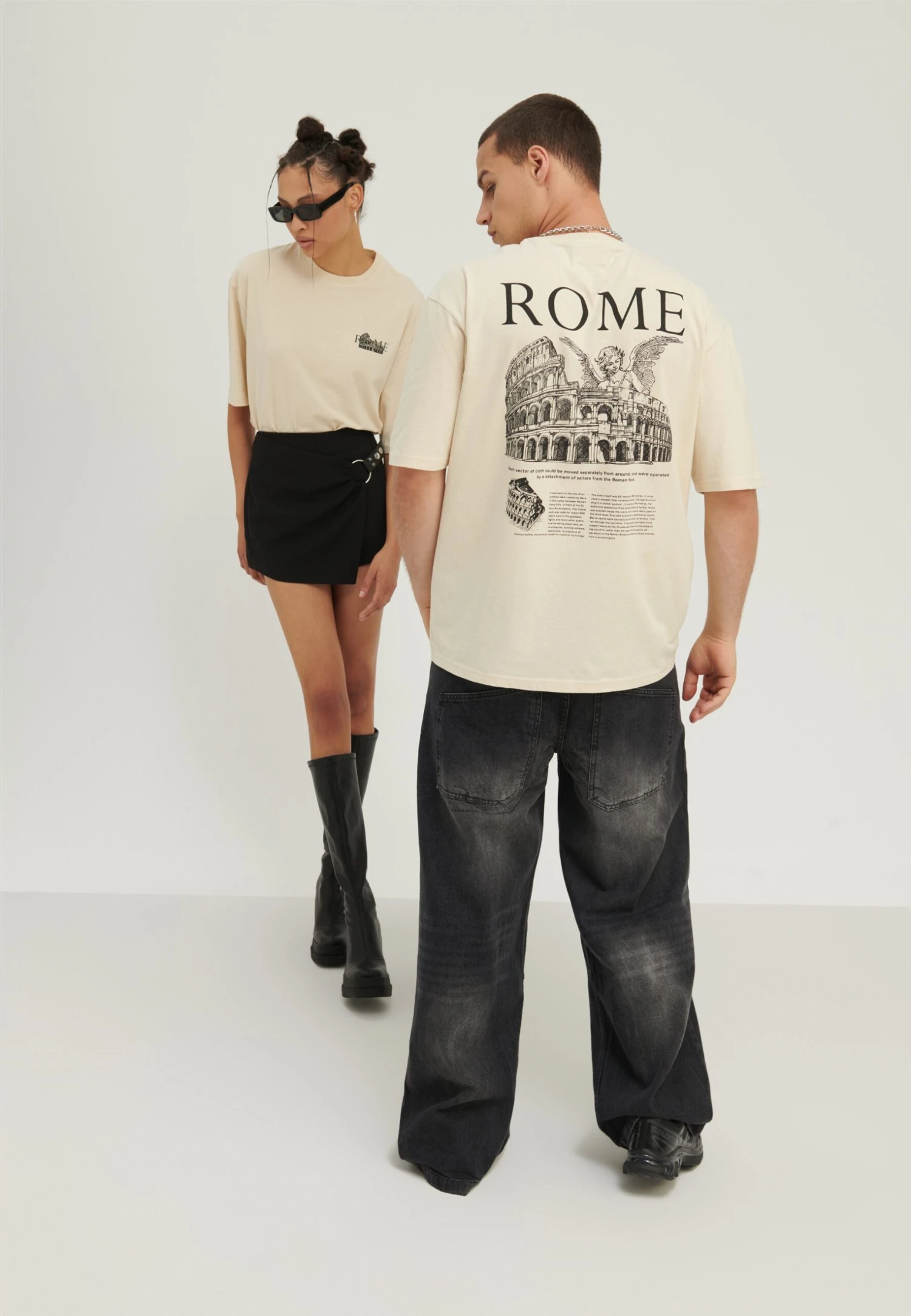 YOURTURN Rome Tee Unisex - T-Shirt Print - Mottled Light Brown 2 YOURTURN Rome Tee Unisex - T-Shirt Print - Mottled Light Brown - Afbeelding 2