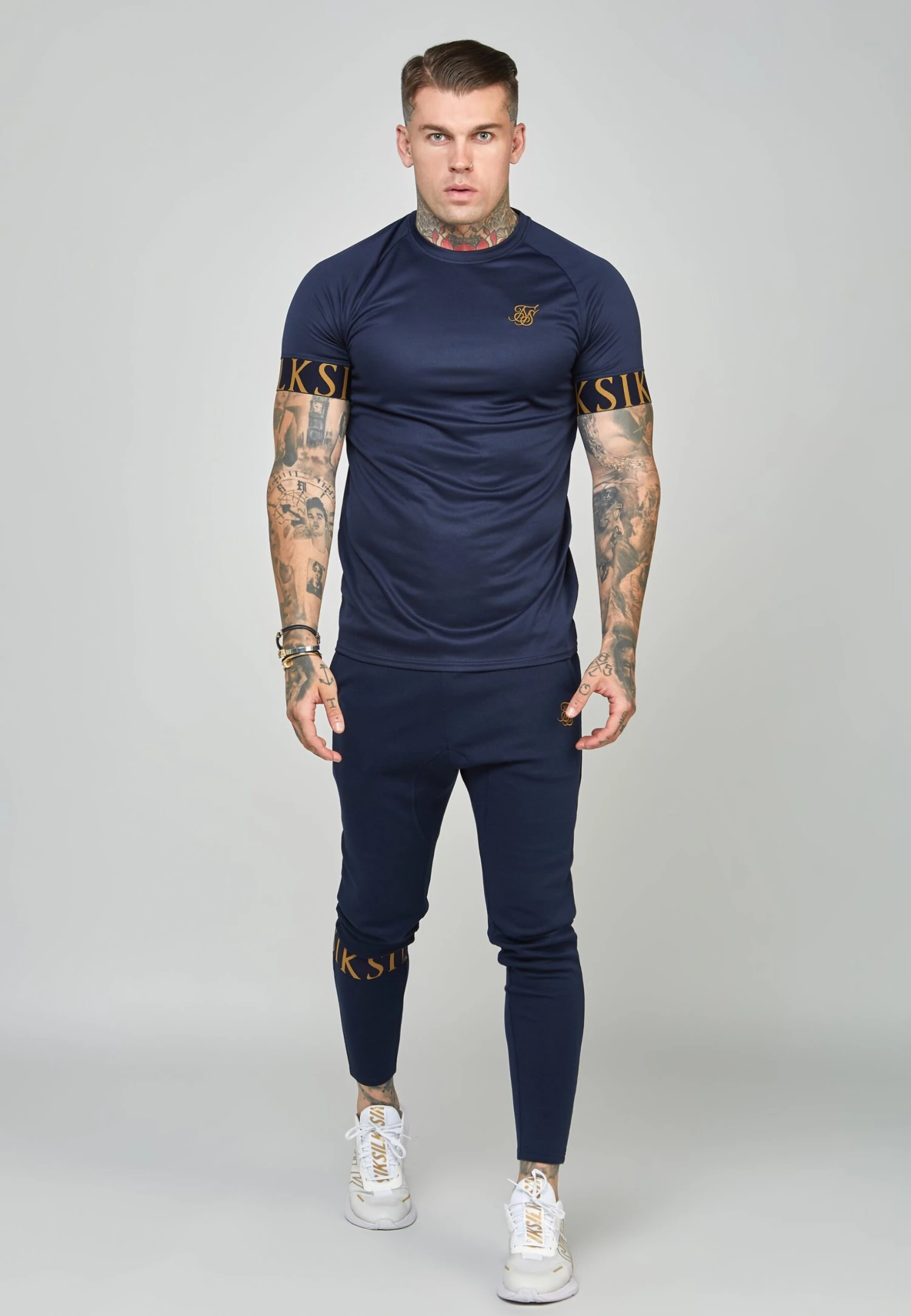 SikSilk Short Sleeve Dynamic Tech - T-Shirt Print - Navy 1 SikSilk Short Sleeve Dynamic Tech - T-Shirt Print - Navy
